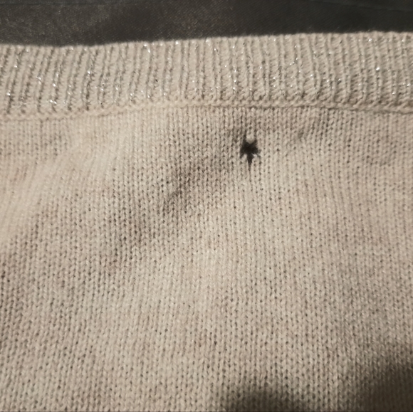 Kier + J Women's XL V-Neck Cream Off White Sparkle Shimmer 100 Cashmere Cardigan - Picture 8 of 10